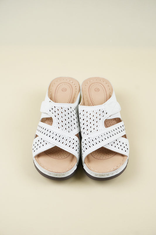 Nyitott Orrú Széles Szabású Wedge Papucs 112 - Fehér