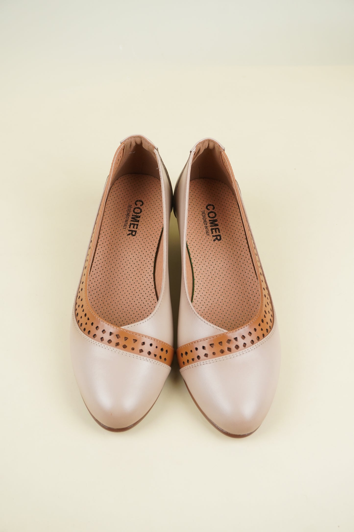 Ladies' Low Heel Pumps - Beige