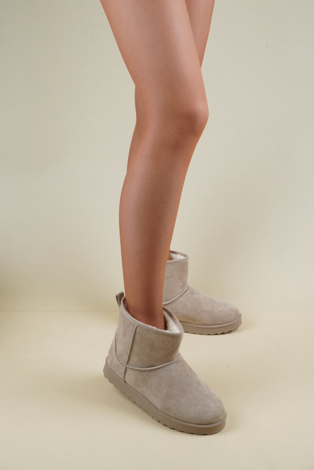 Suede Winter Snow Boots - Beige