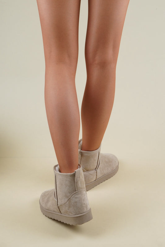 Suede Winter Snow Boots - Beige