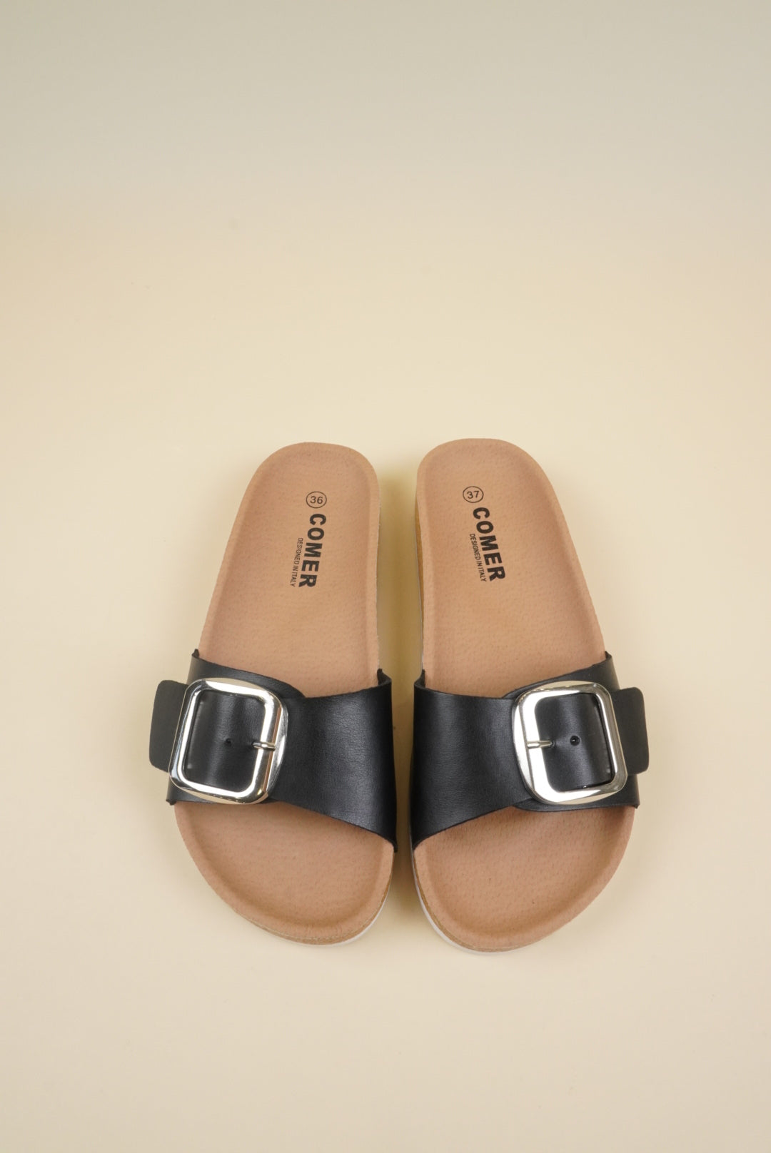 Single-Buckle Slippers - Black