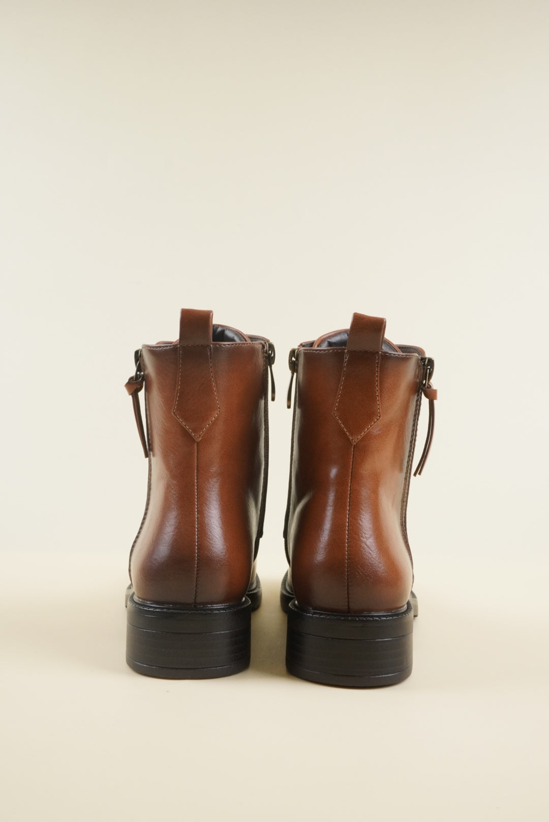 Zipper Ankle Boots - Brown