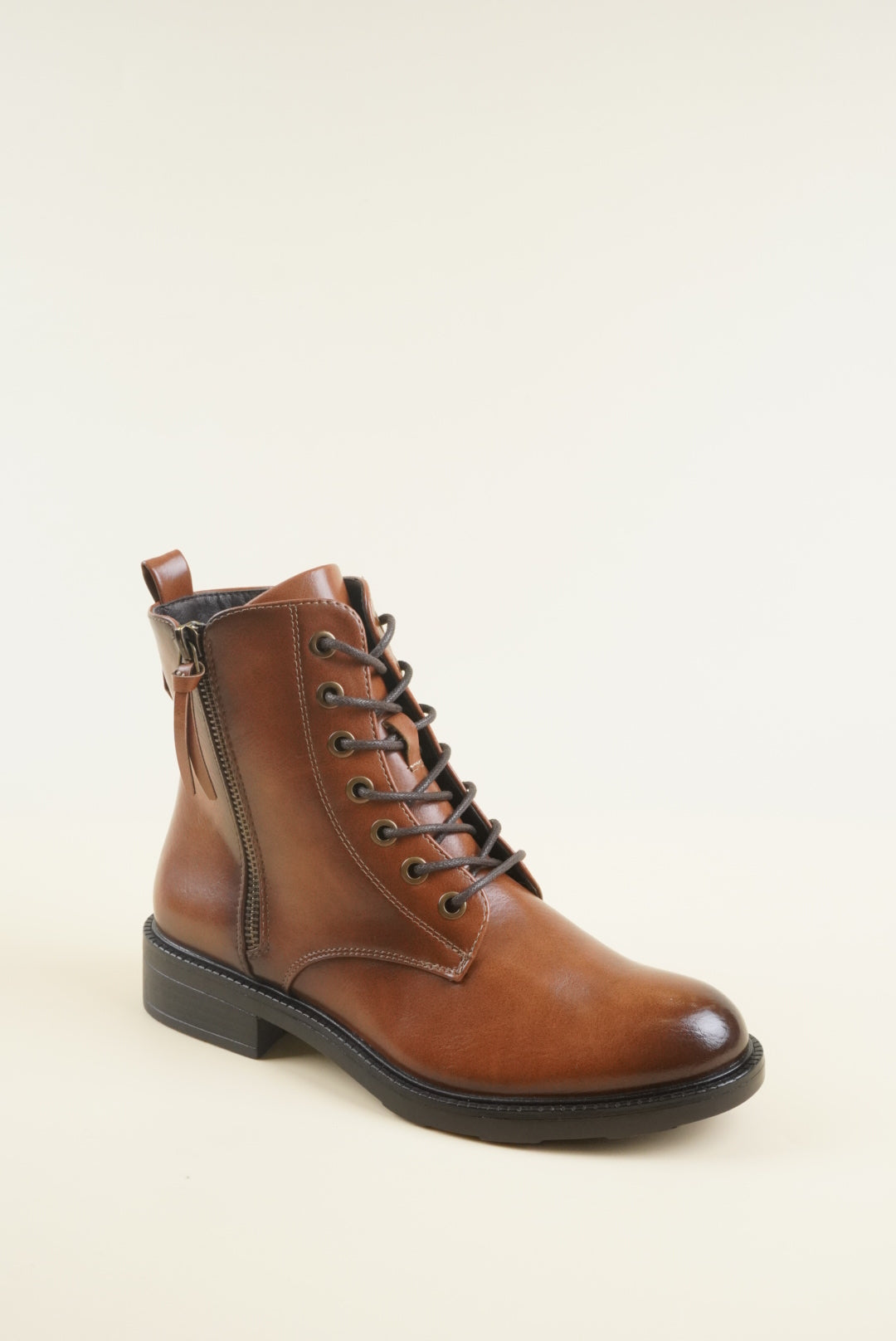 Zipper Ankle Boots - Brown