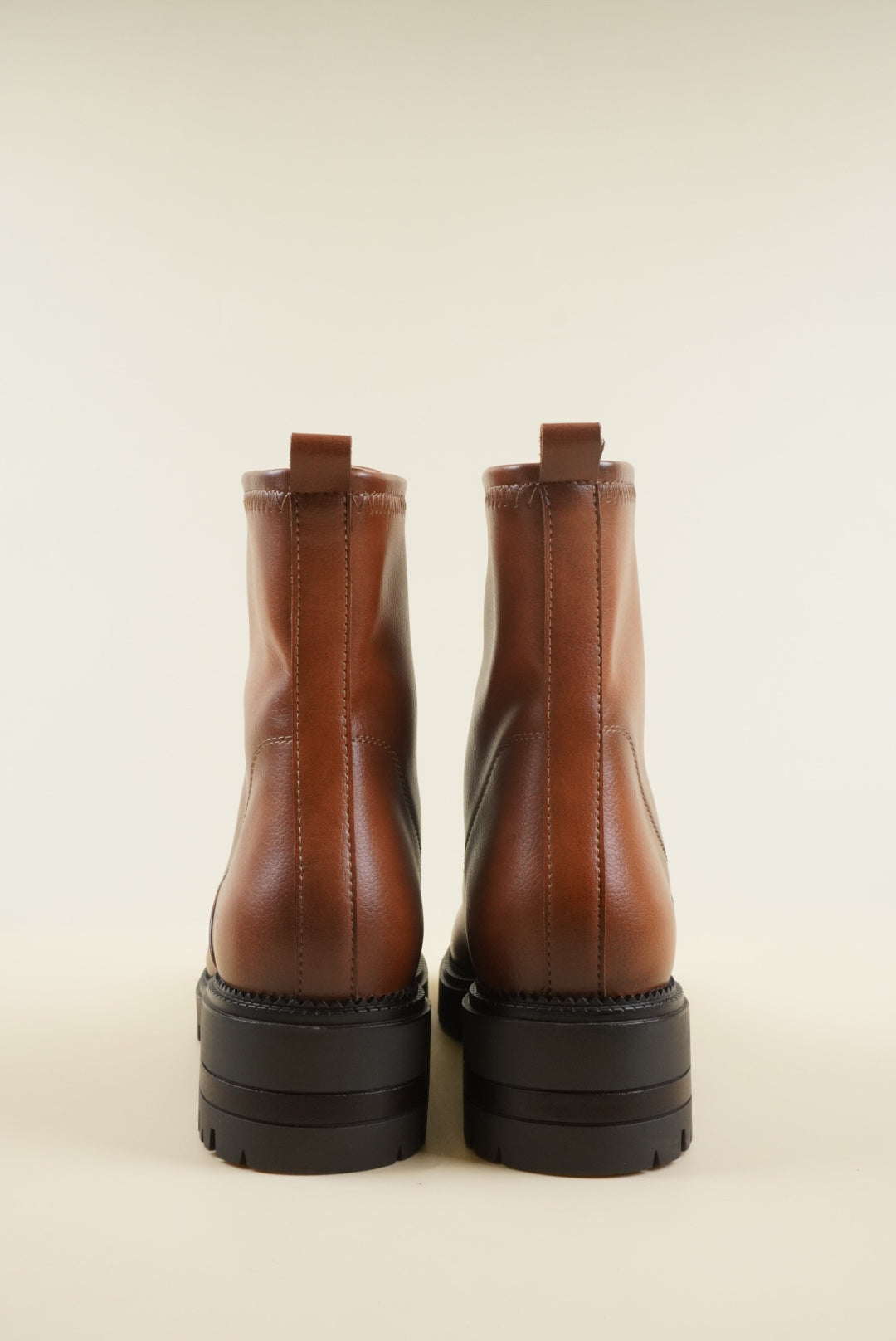 Zipped Platform Ankle Boots - Brown