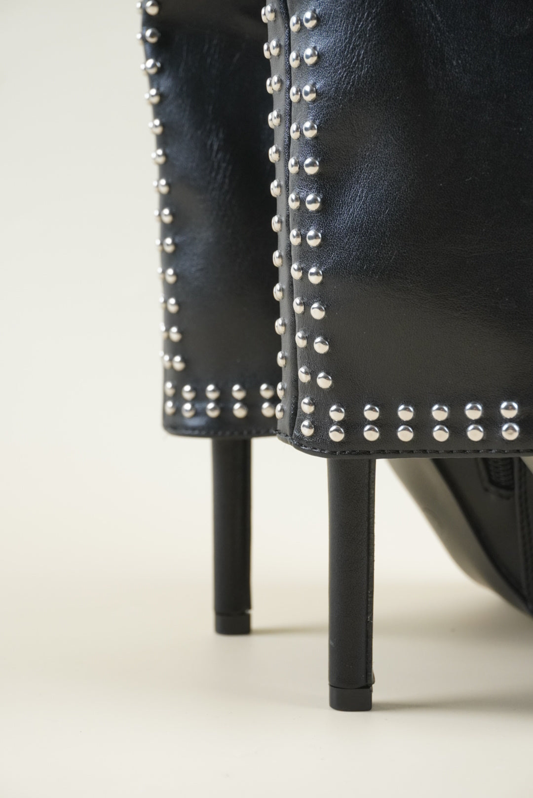 Studded Fold-Over Mid-Calf Boots - Black