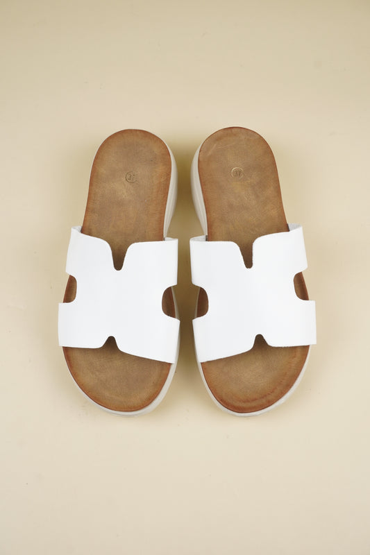 H Slippers - White