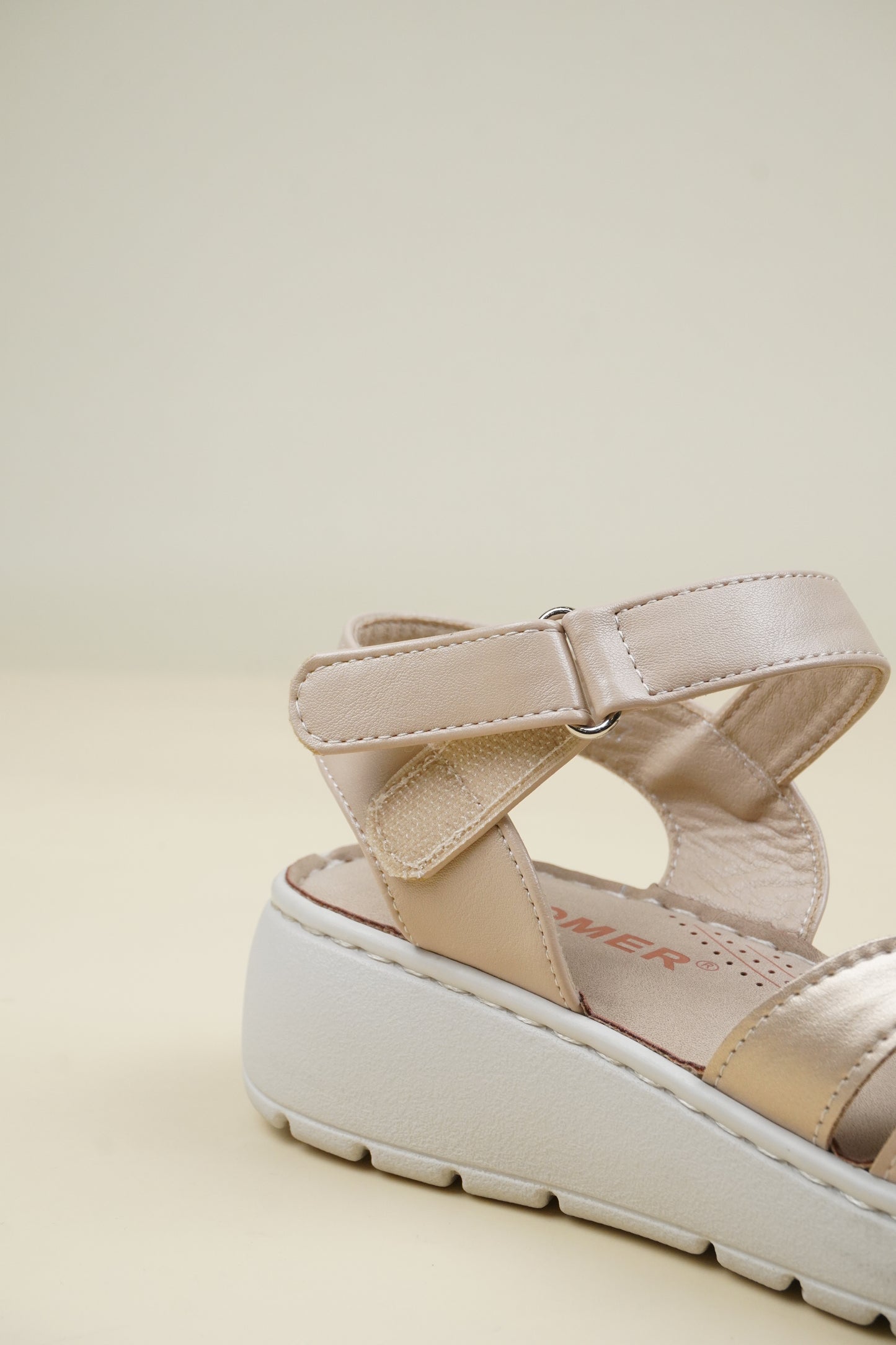 Ladies' Low Wedge Heeled Sandals - Beige