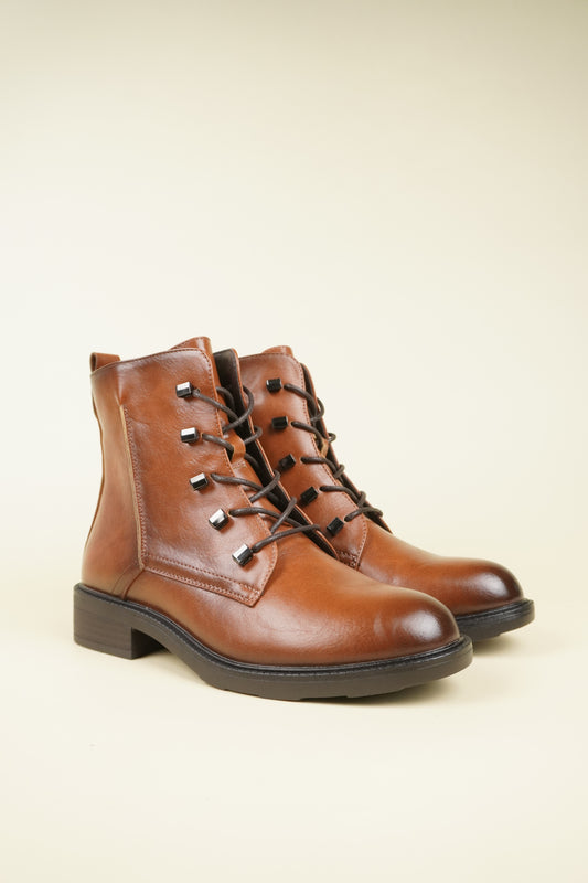 Studded Ankle Boots - Camel