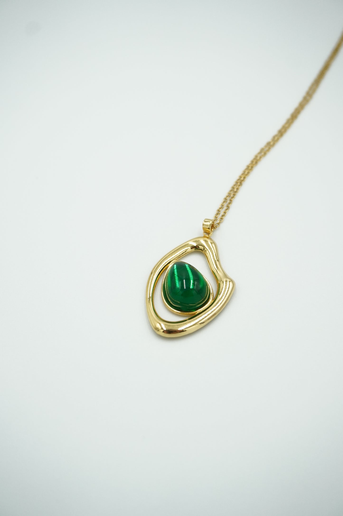 Asymmetrical Green Pendant Necklace