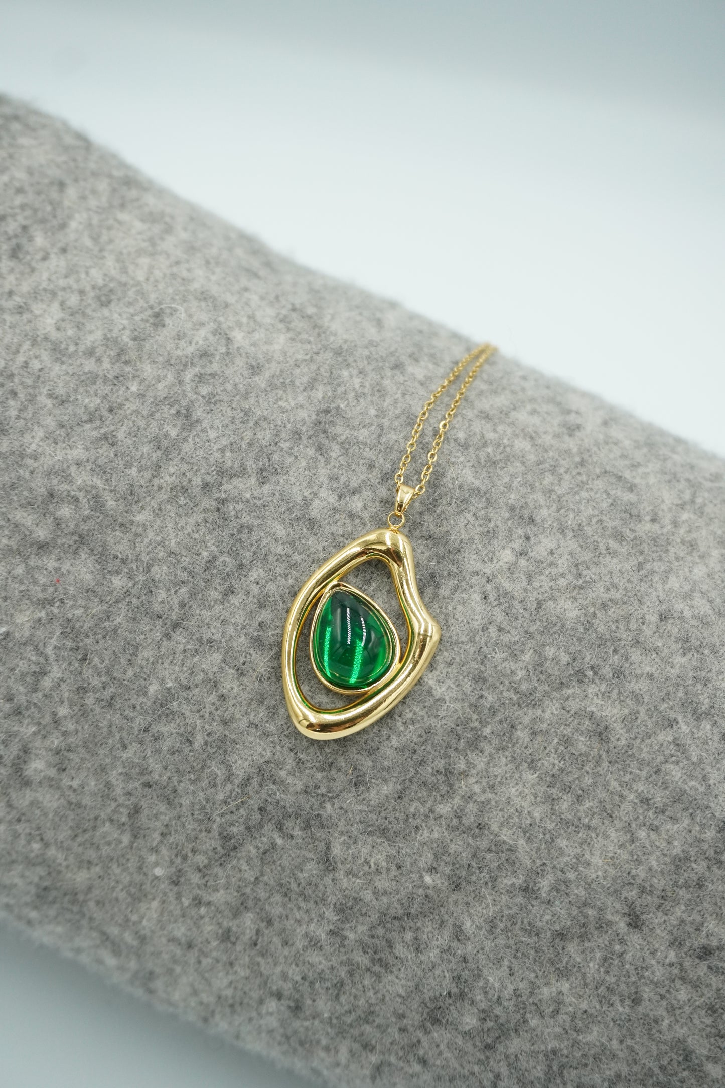 Asymmetrical Green Pendant Necklace