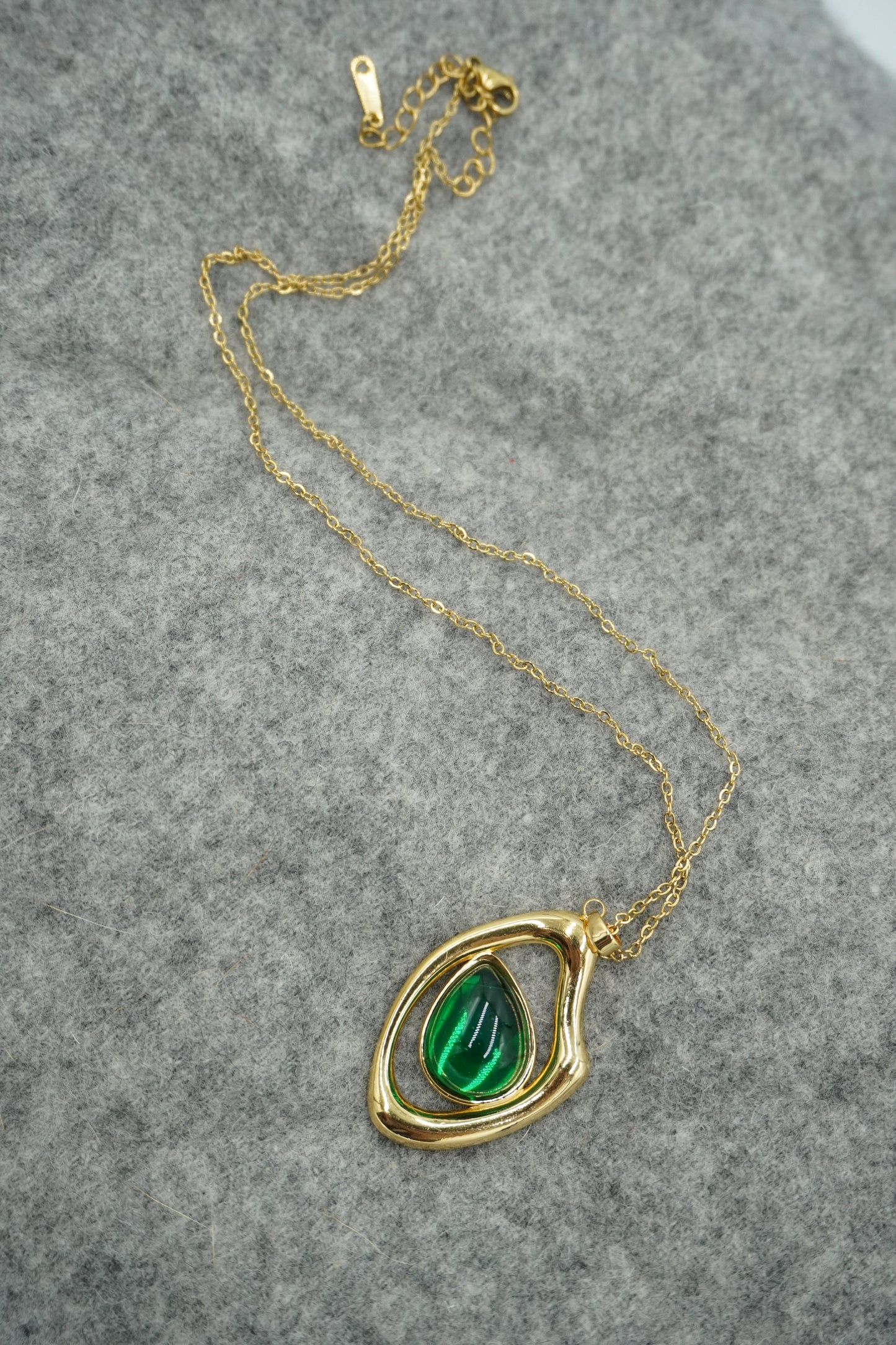 Asymmetrical Green Pendant Necklace