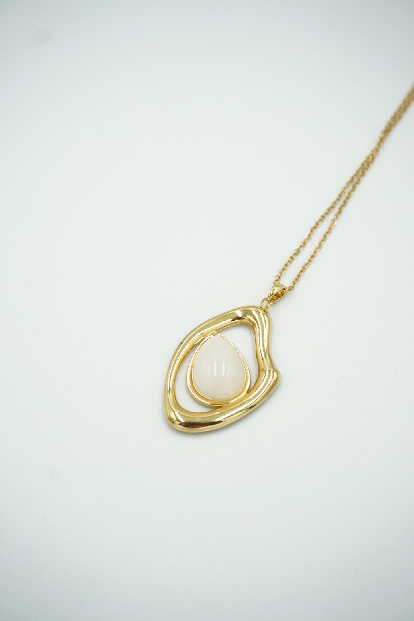 Asymmetrical White Pendant Necklace