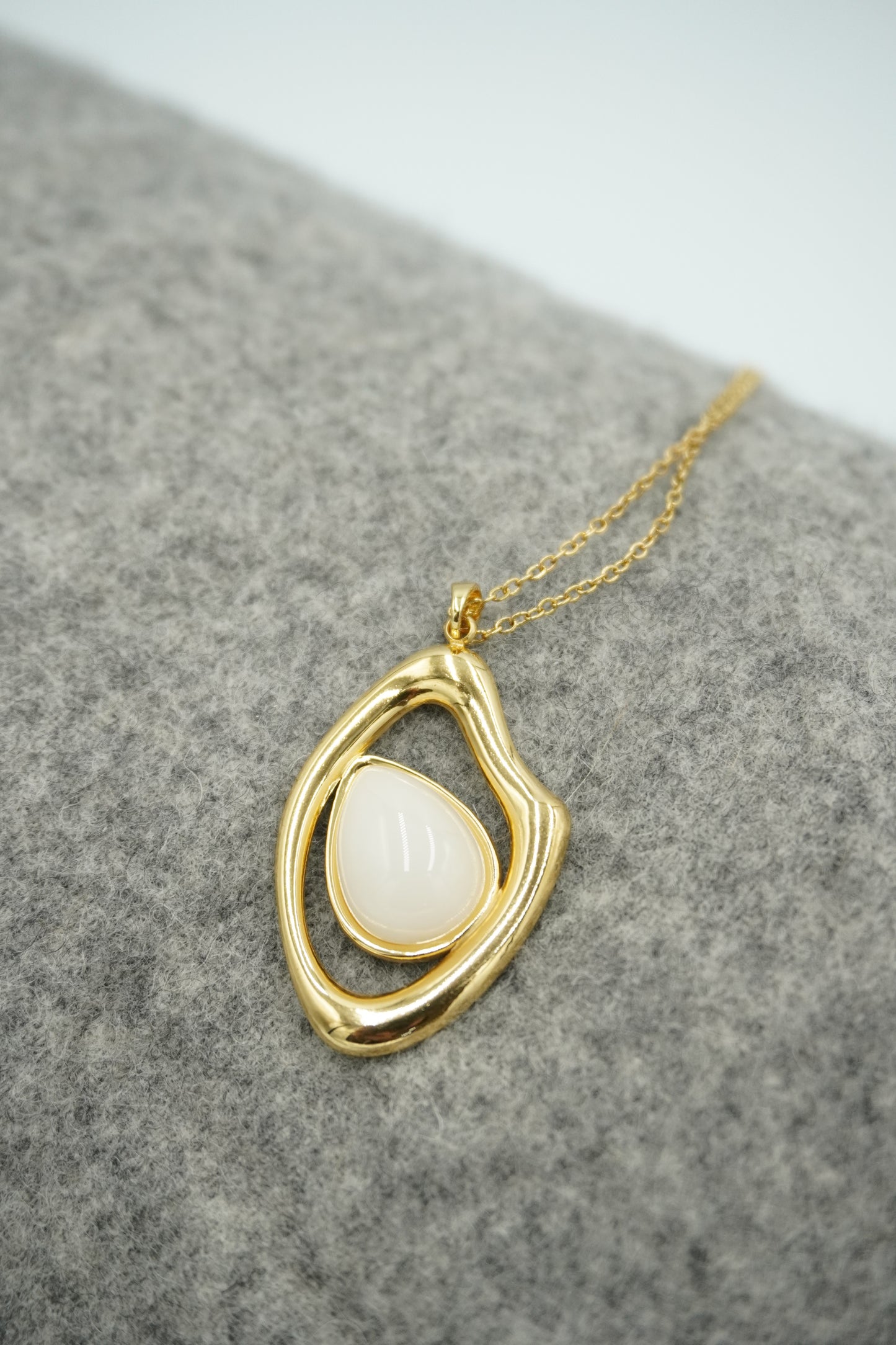 Asymmetrical White Pendant Necklace