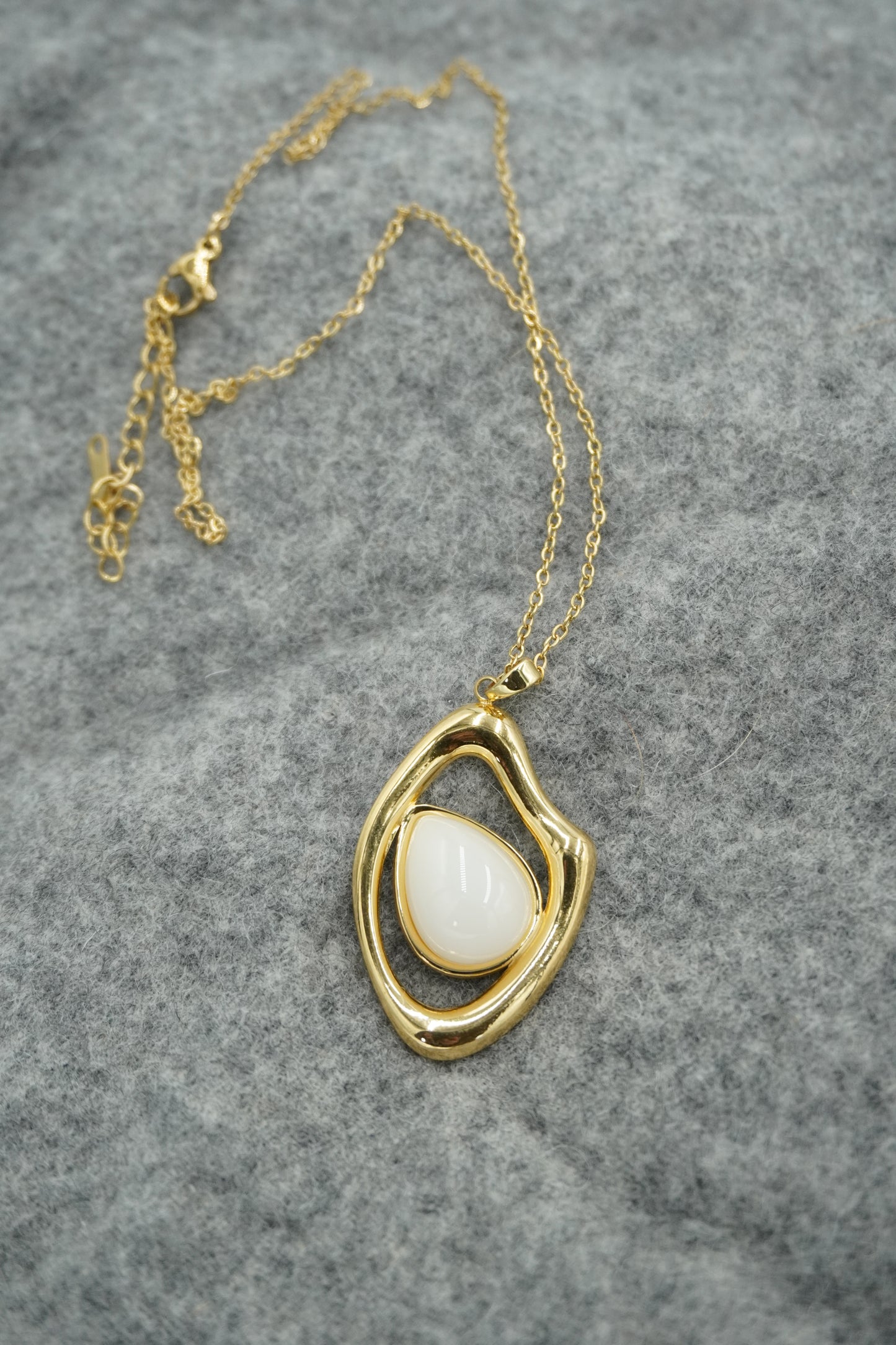 Asymmetrical White Pendant Necklace