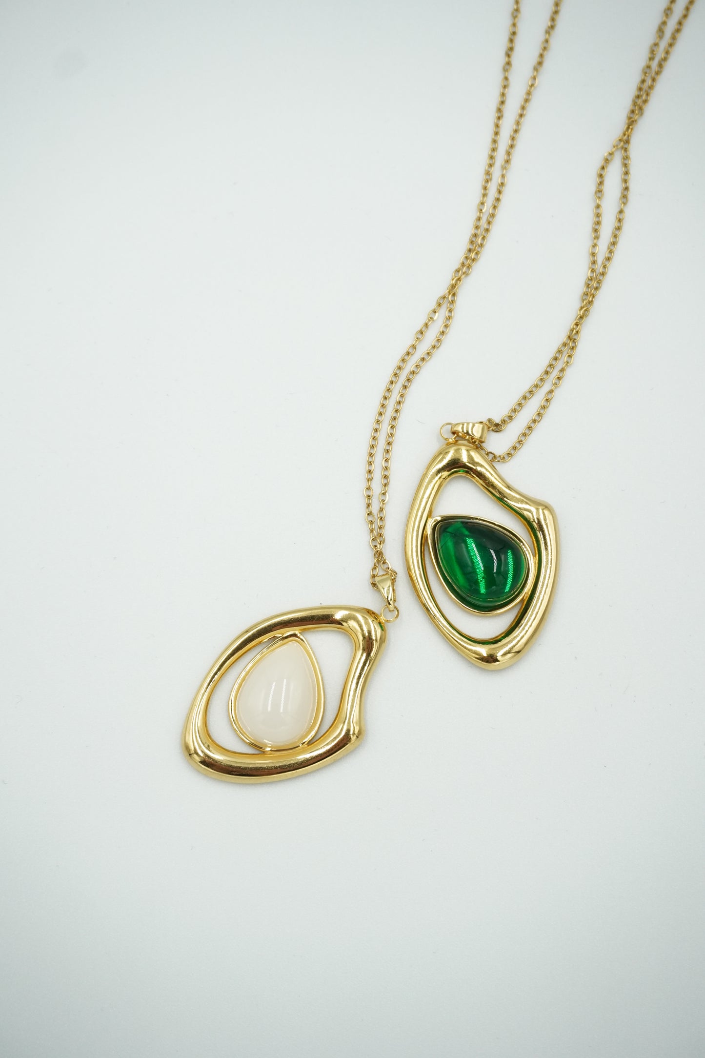 Asymmetrical White Pendant Necklace