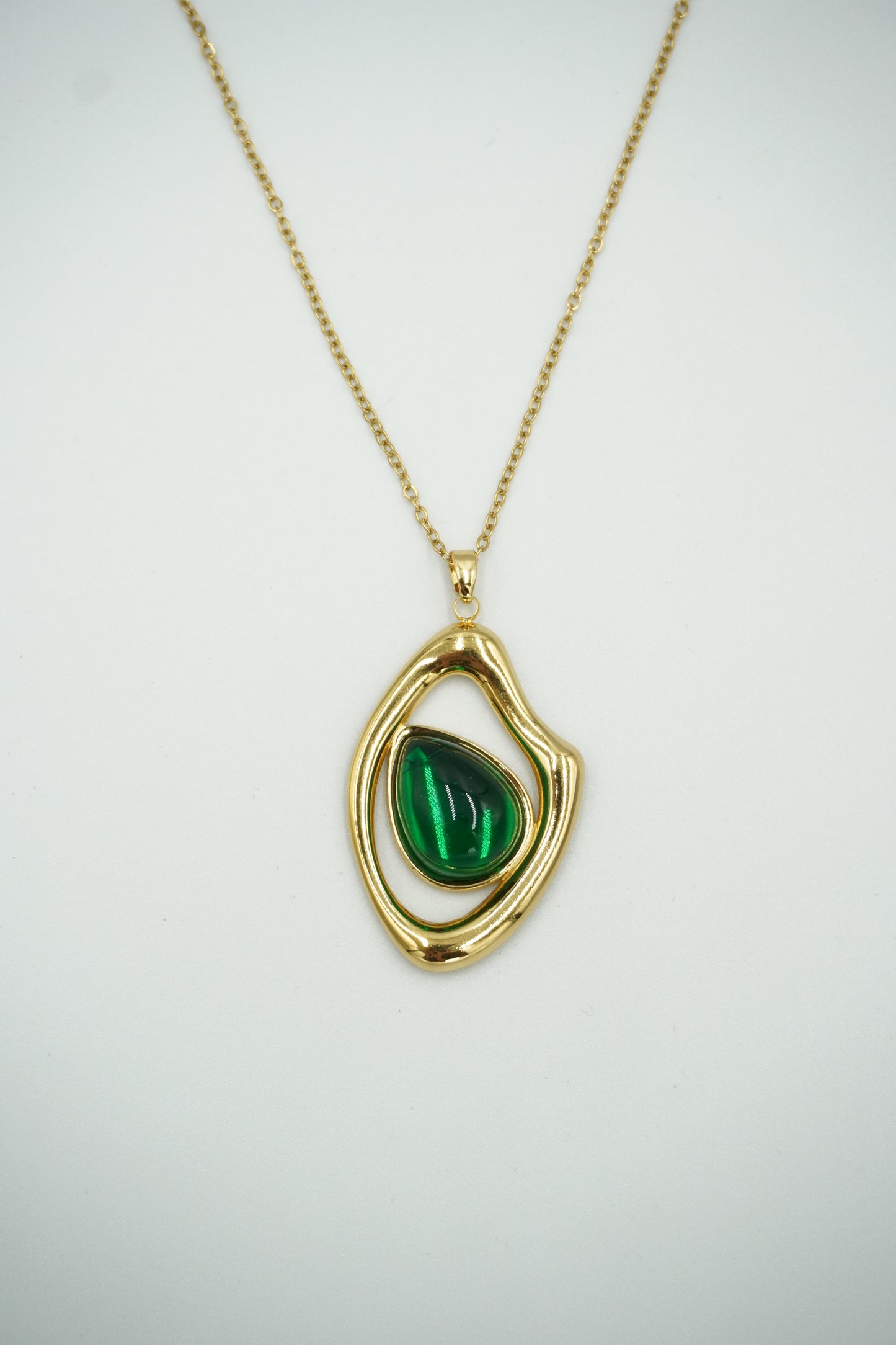 Asymmetrical Green Pendant Necklace