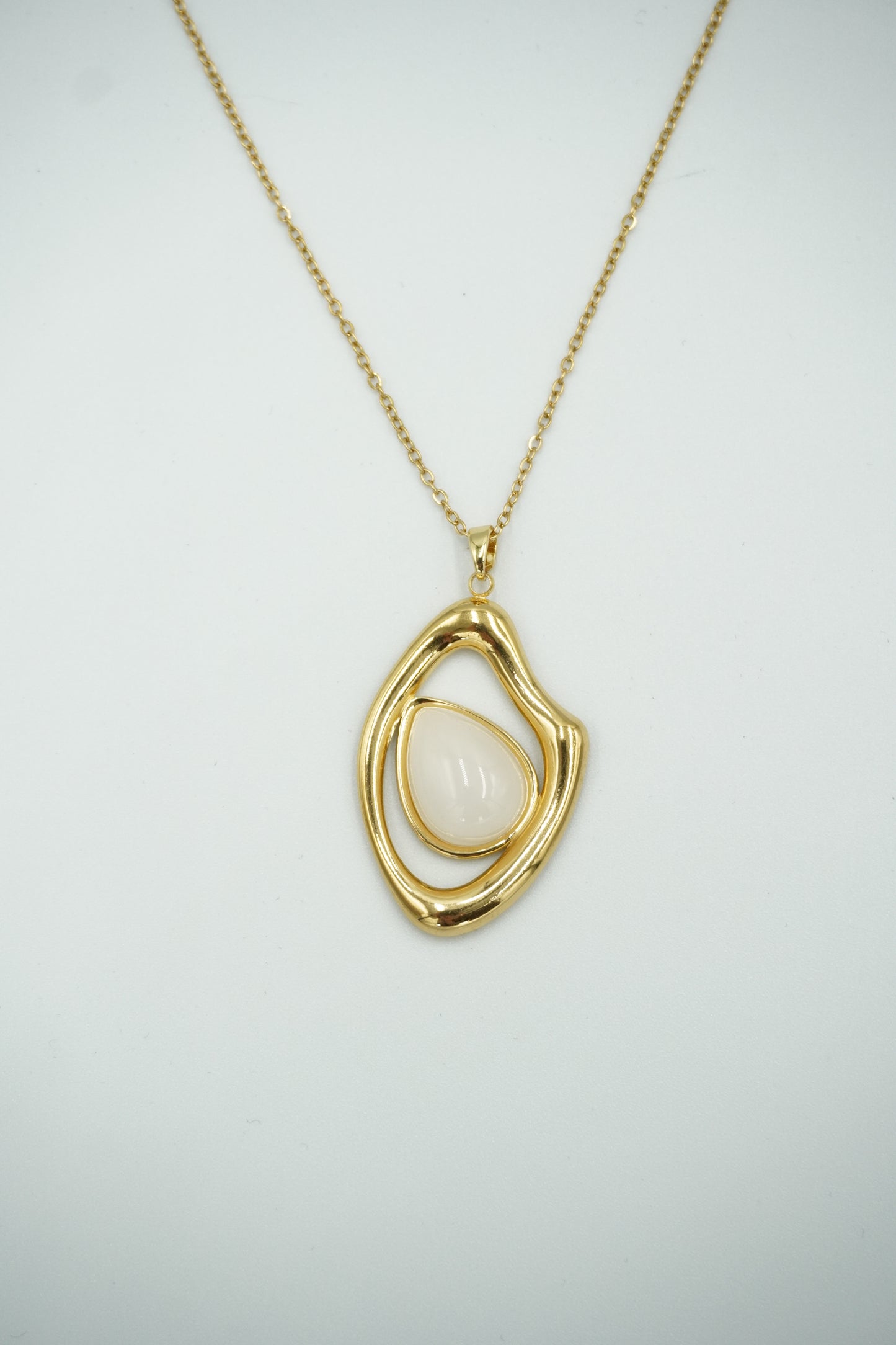 Asymmetrical White Pendant Necklace