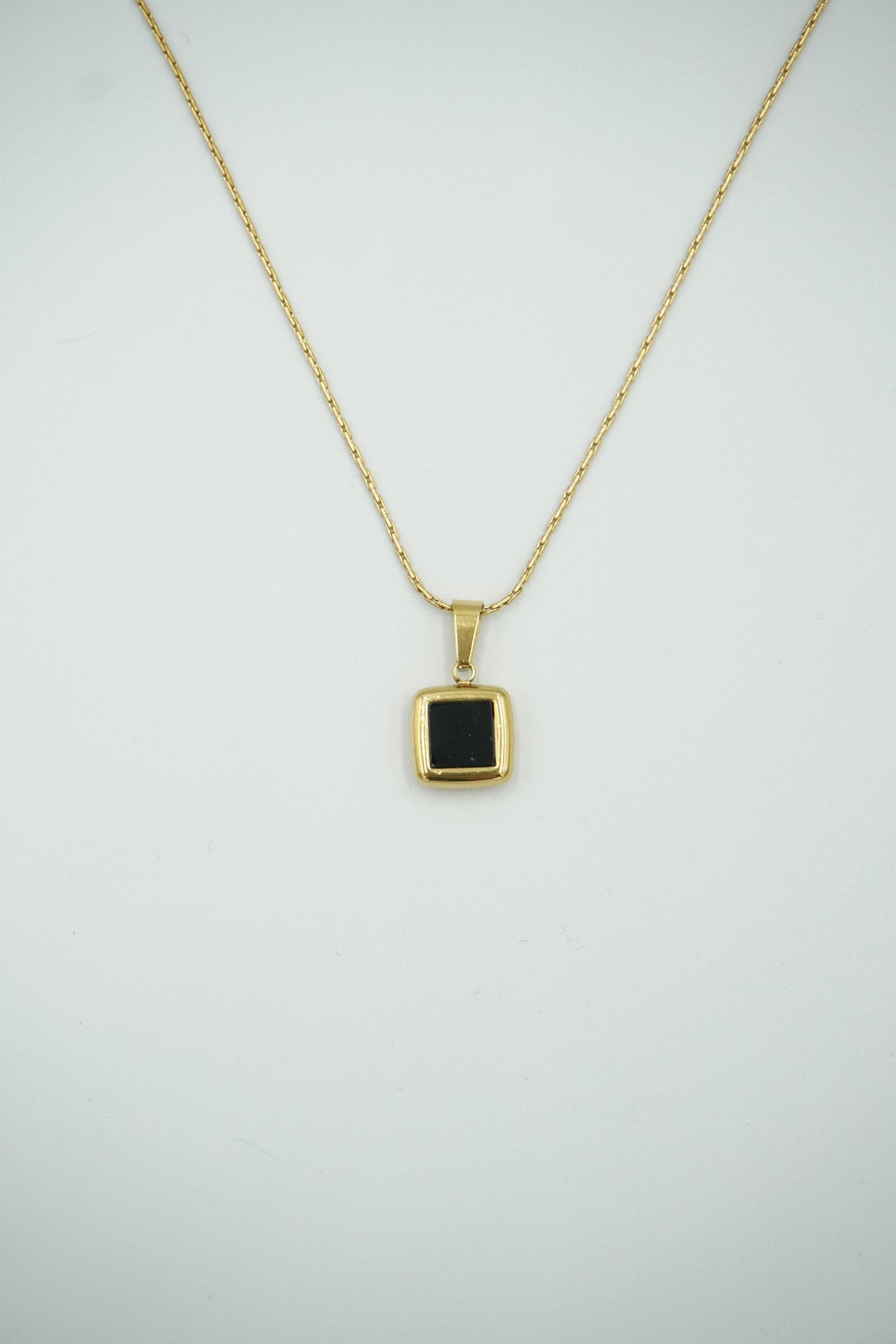 Black Square Pendant Necklace