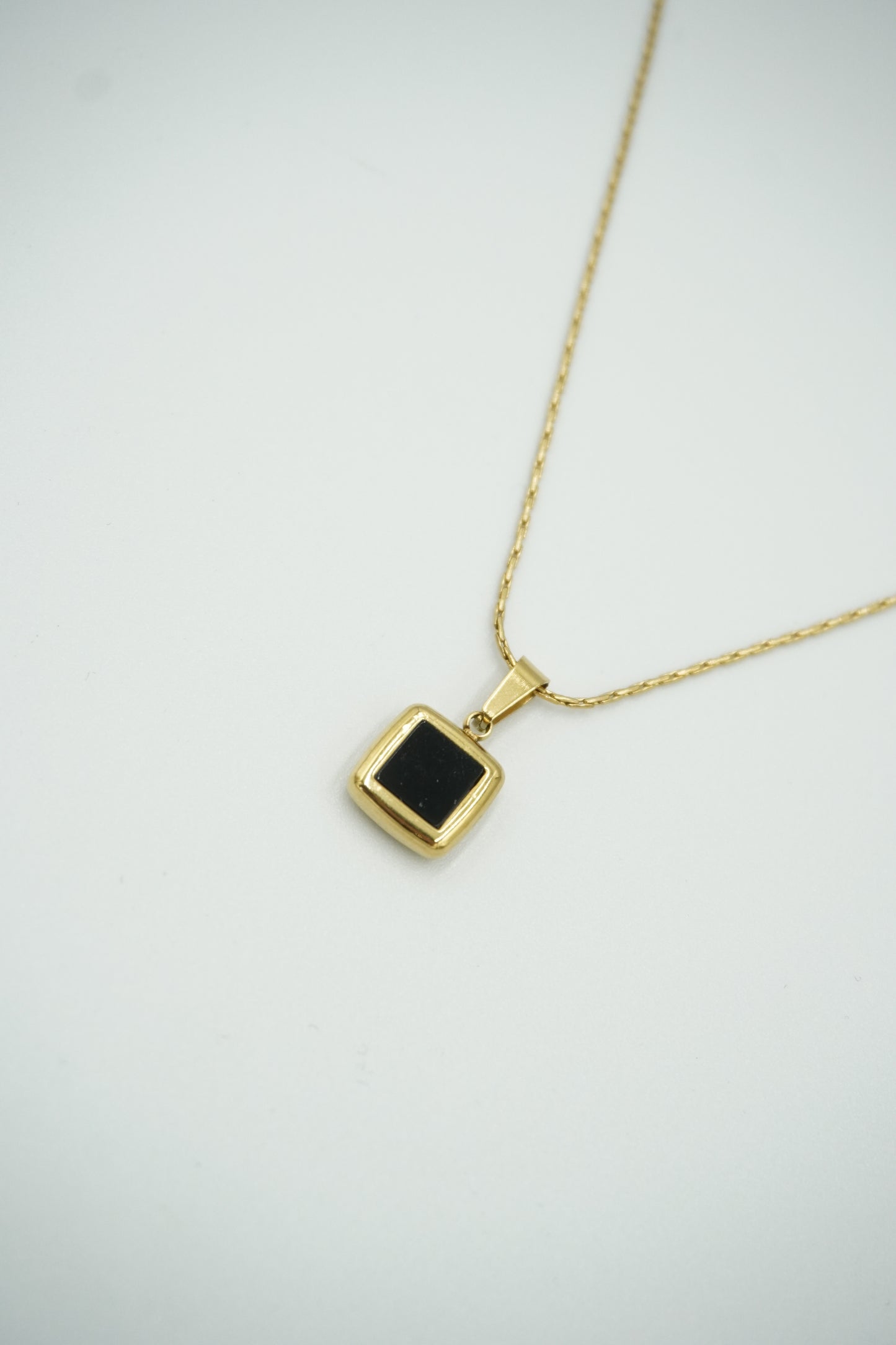 Black Square Pendant Necklace