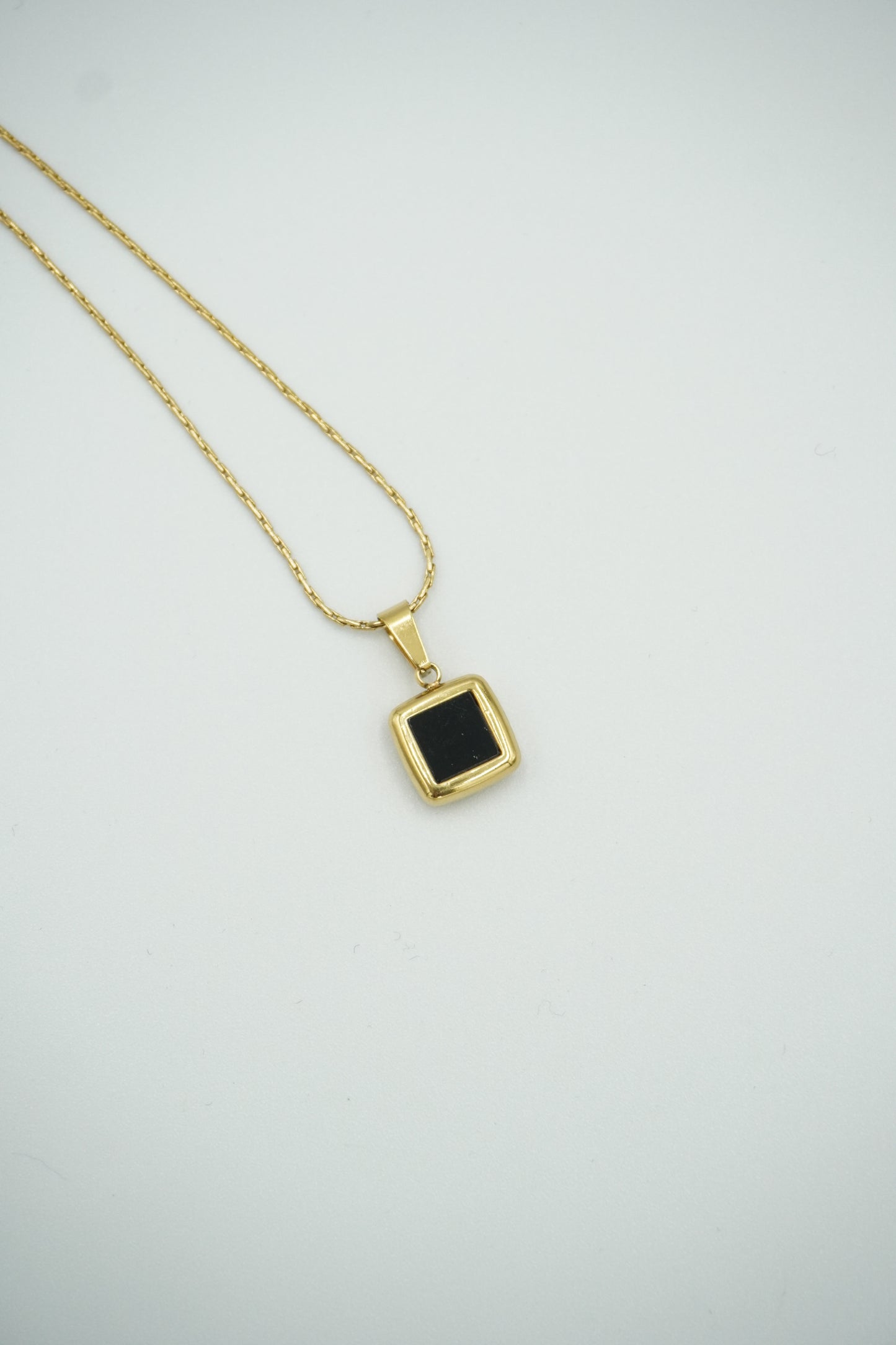 Black Square Pendant Necklace