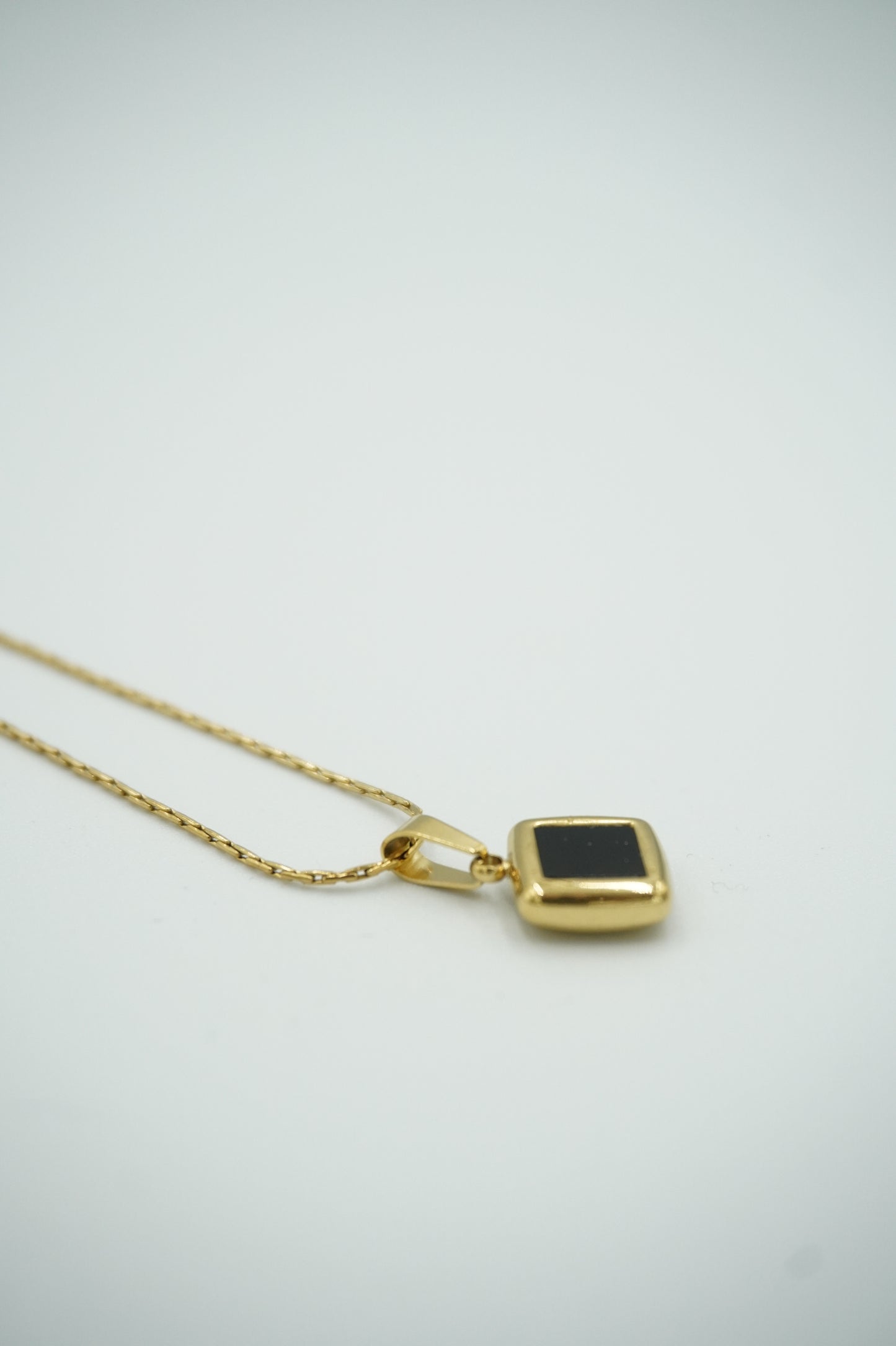 Black Square Pendant Necklace