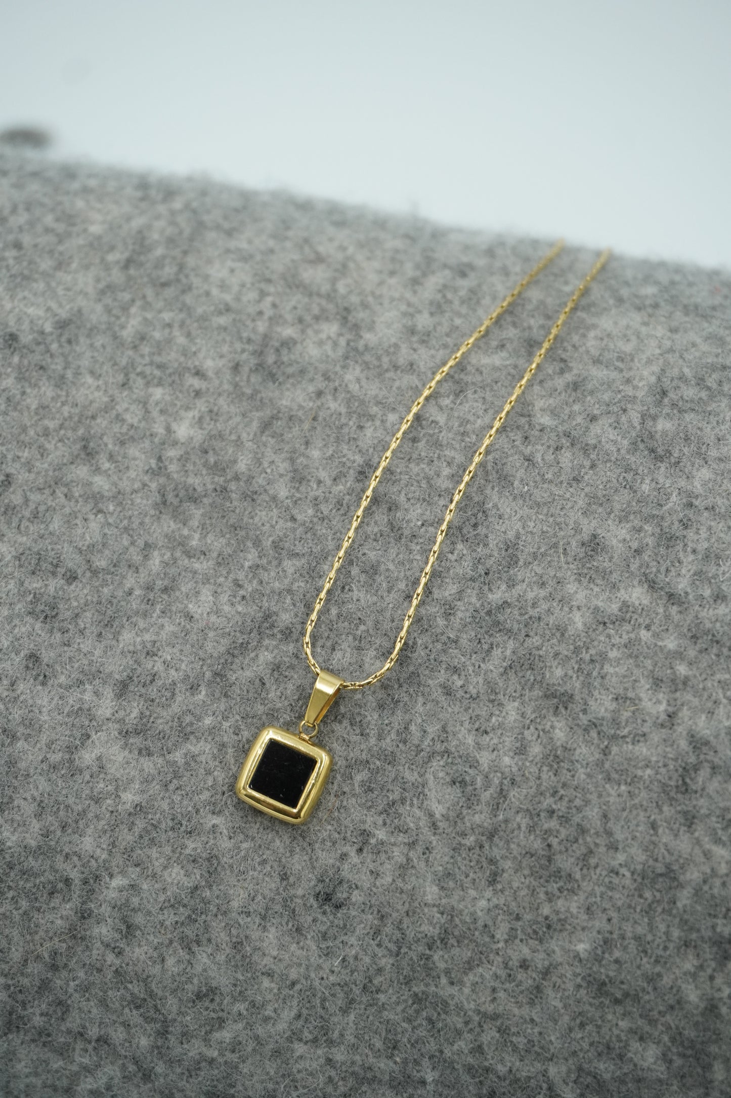 Black Square Pendant Necklace