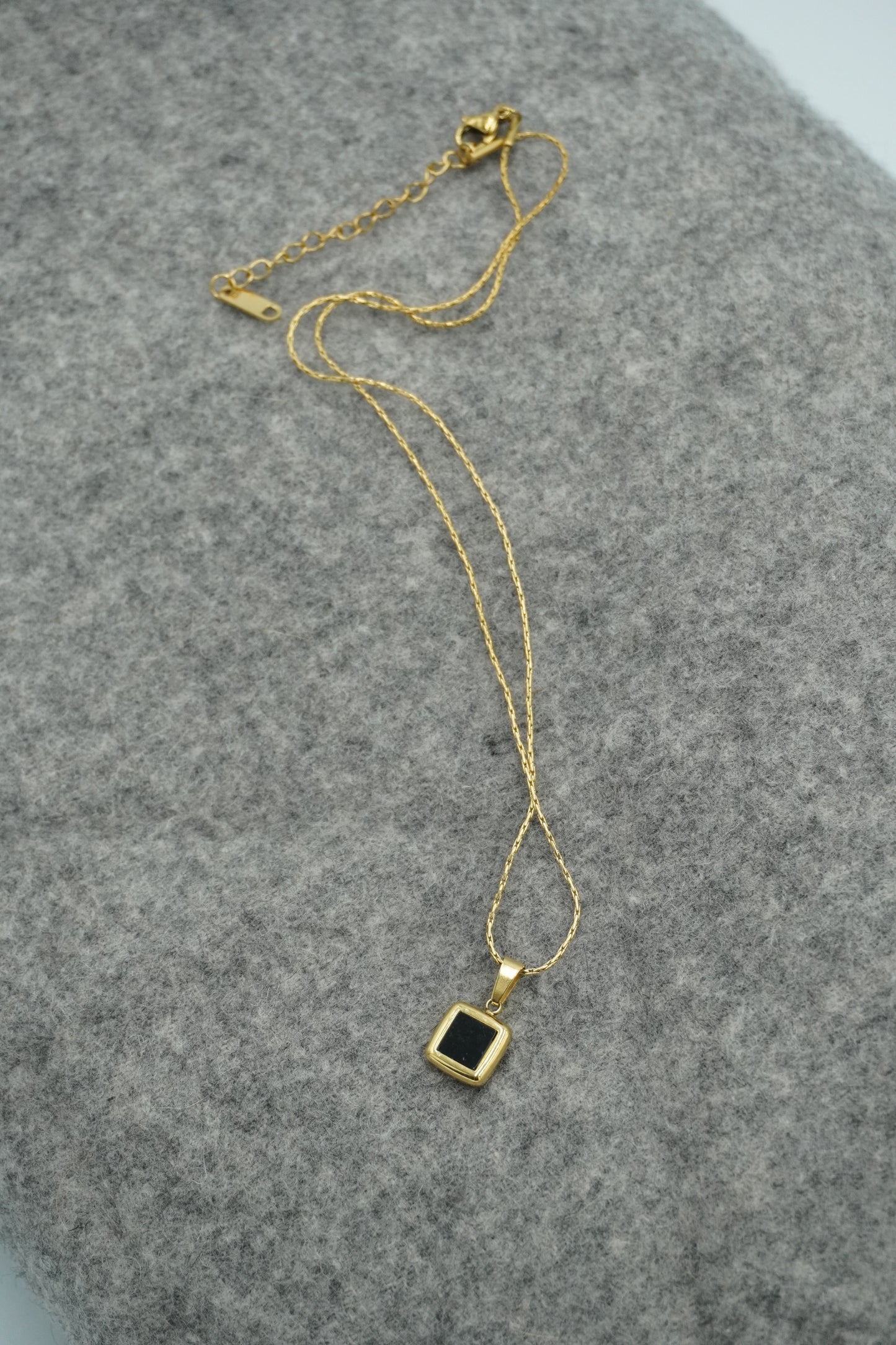 Black Square Pendant Necklace