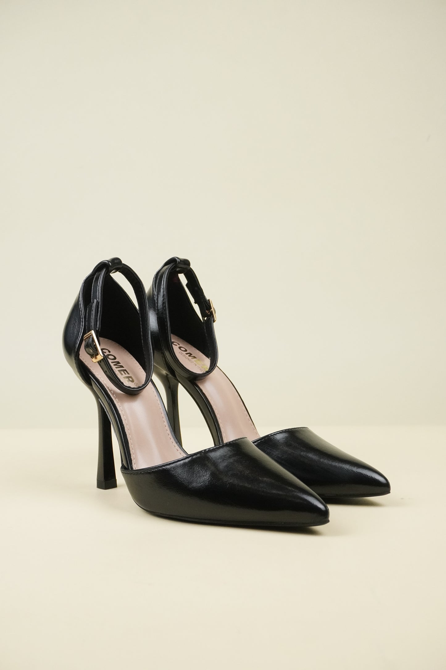 Ankle Strap High Heels - Black