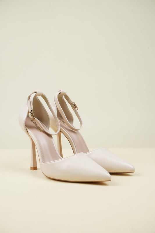 Ankle Strap High Heels - Beige