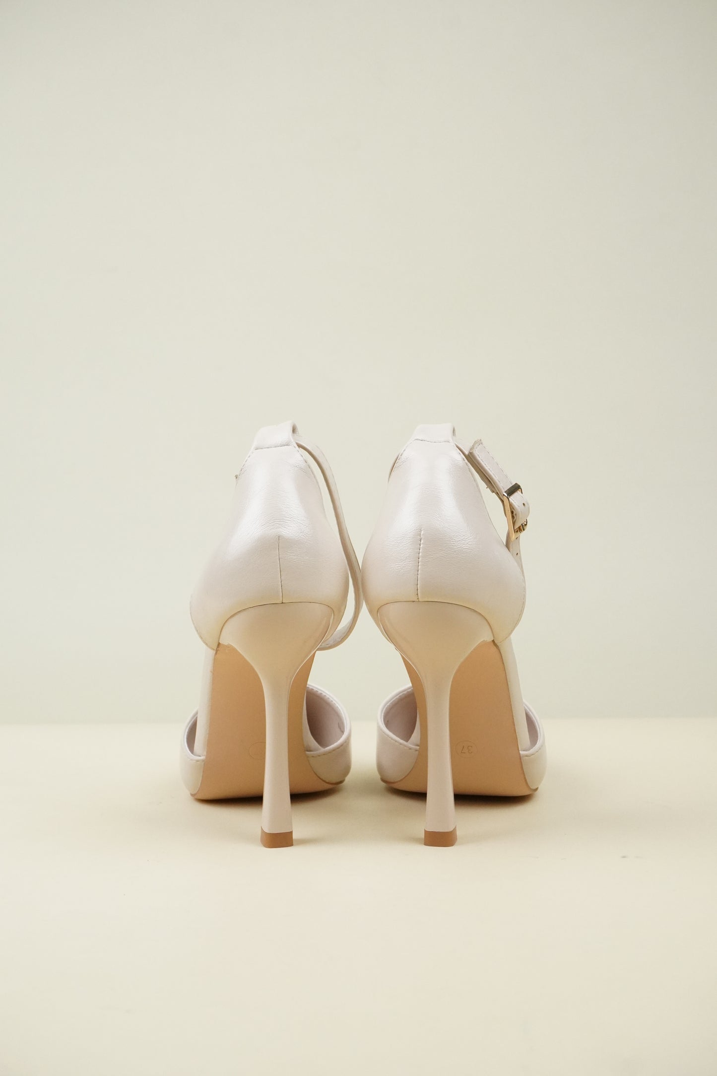 Ankle Strap High Heels - Beige