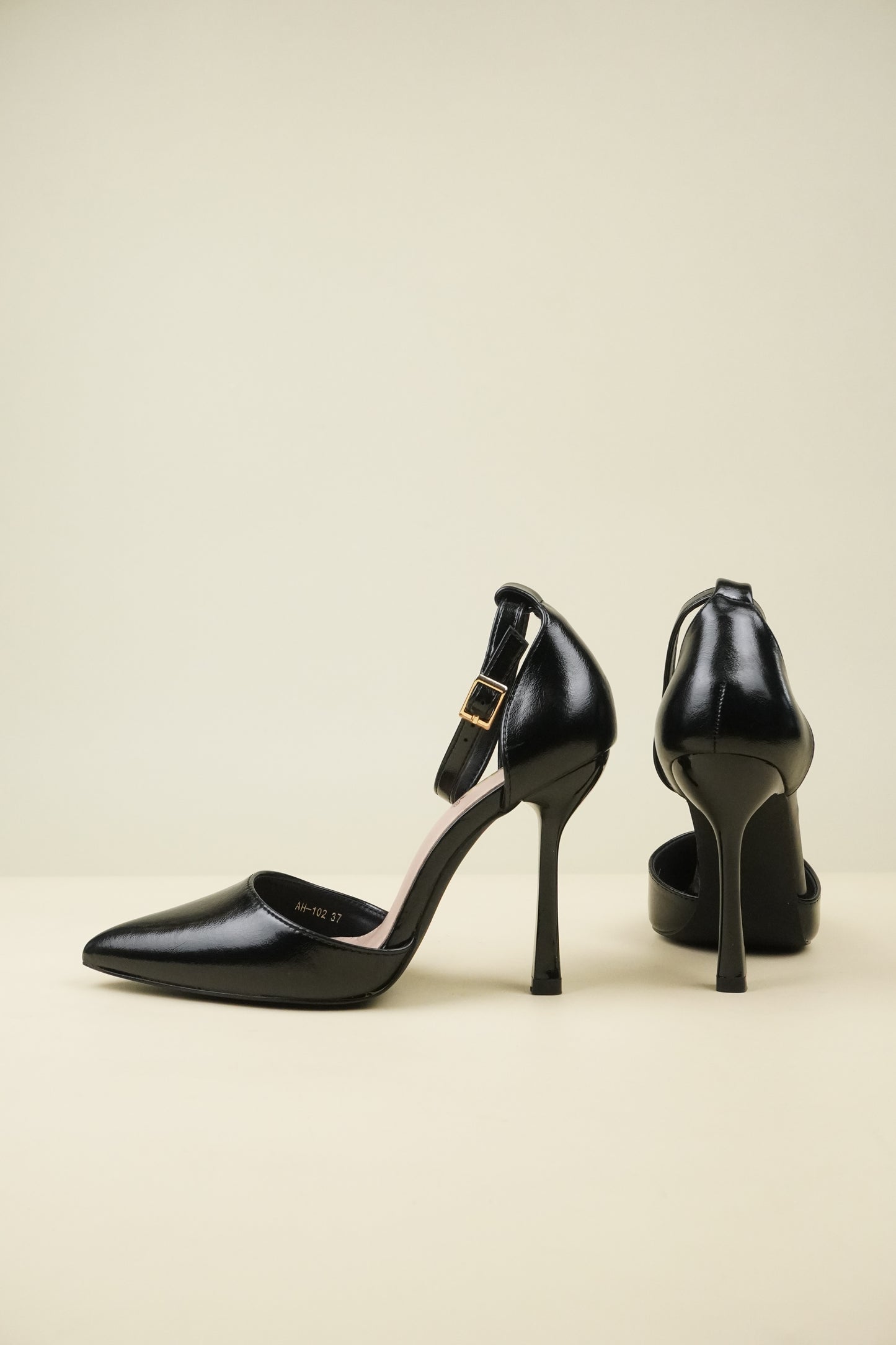 Ankle Strap High Heels - Black