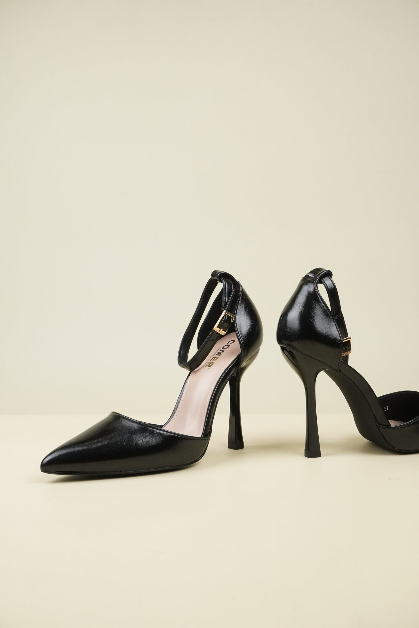 Ankle Strap High Heels - Black