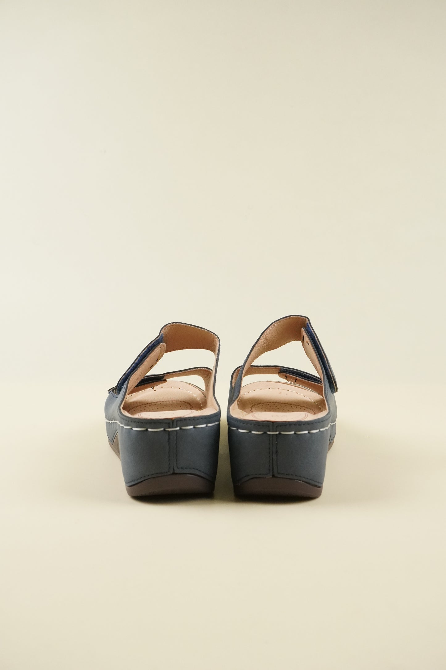 Nyitott Orrú Széles Szabású Wedge Papucs - Kék