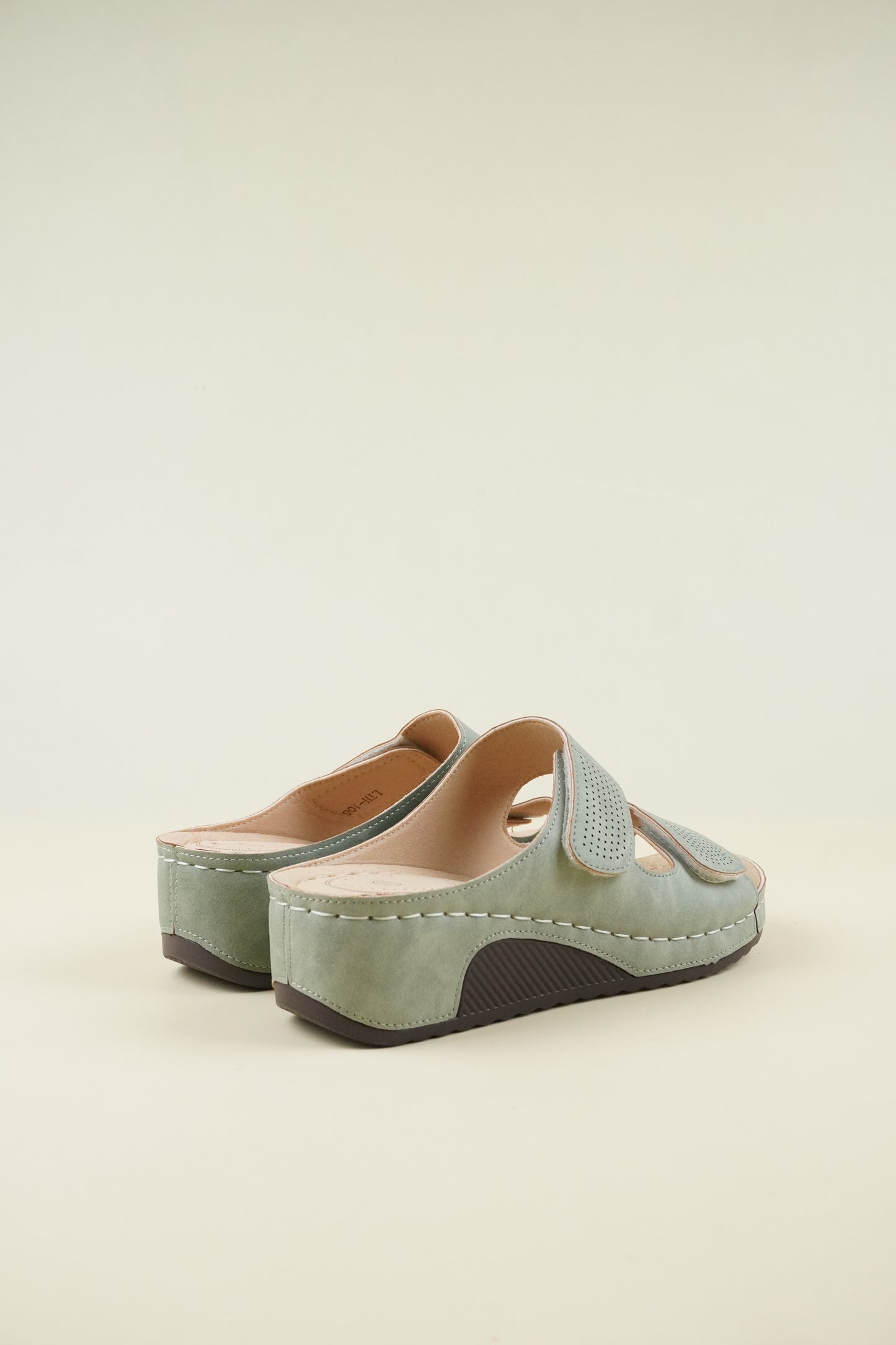 Nyitott Orrú Széles Szabású Wedge Papucs - Zöld