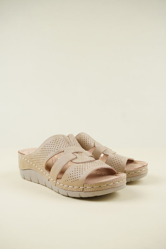 Nyitott Orrú Széles Szabású Wedge Papucs 107 - Khaki