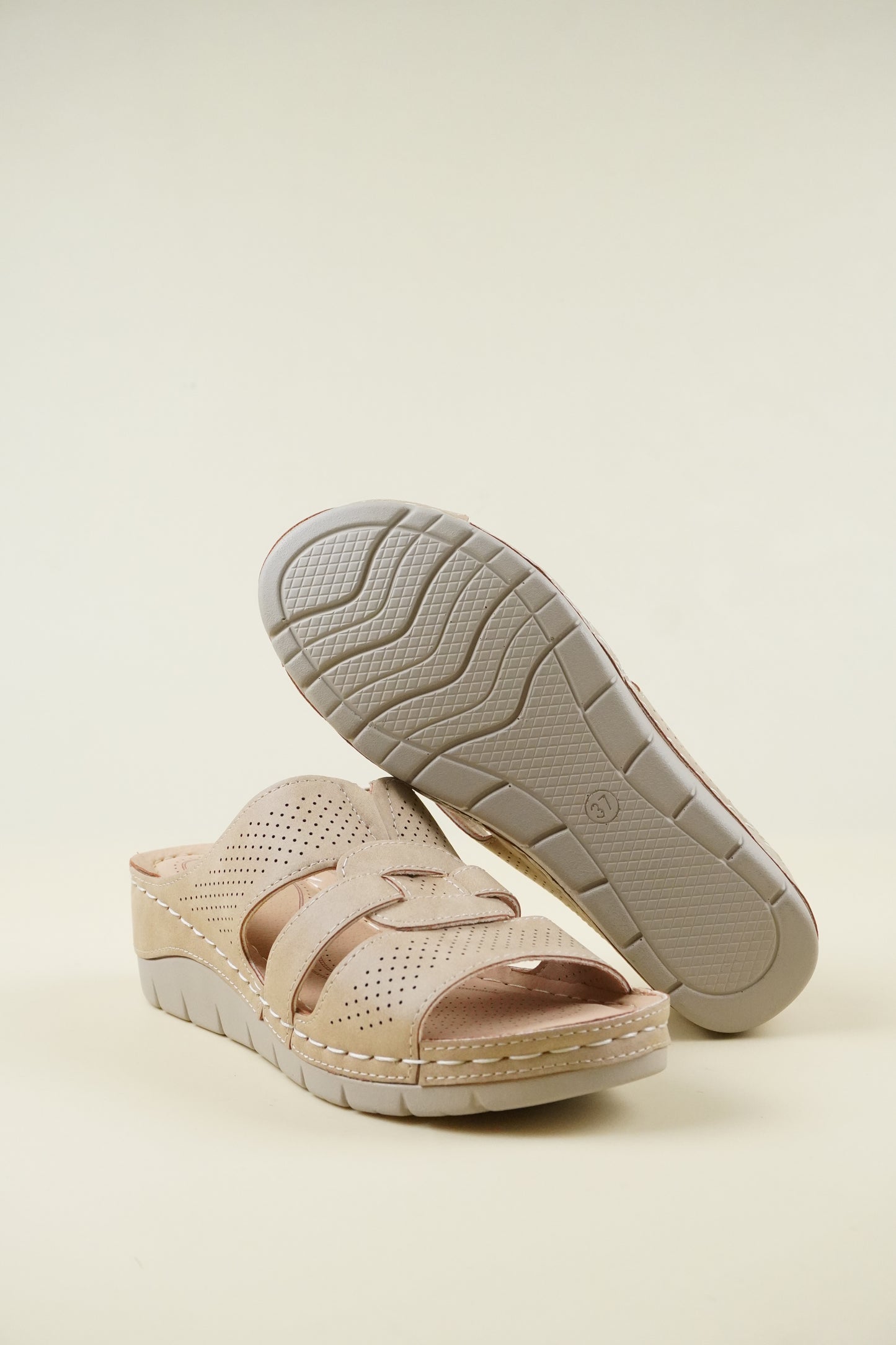 Nyitott Orrú Széles Szabású Wedge Papucs 107 - Khaki