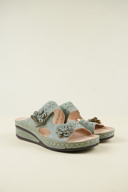 Nyitott Orrú Széles Szabású Wedge Papucs 115 - Zöld