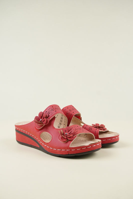 Nyitott Orrú Széles Szabású Wedge Papucs 115 - Piros