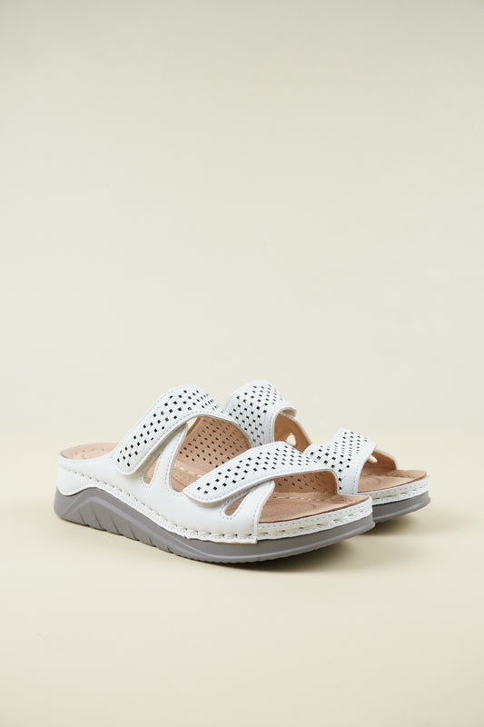 Nyitott Orrú Széles Szabású Wedge Papucs 108 - Fehér