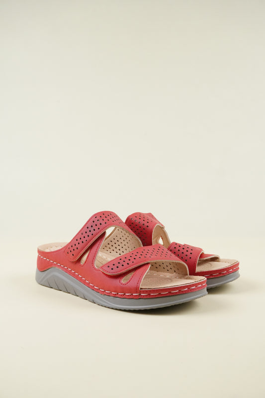 Nyitott Orrú Széles Szabású Wedge Papucs 108 - Piros