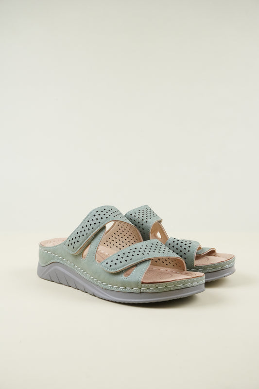 Nyitott Orrú Széles Szabású Wedge Papucs 108 - Zöld