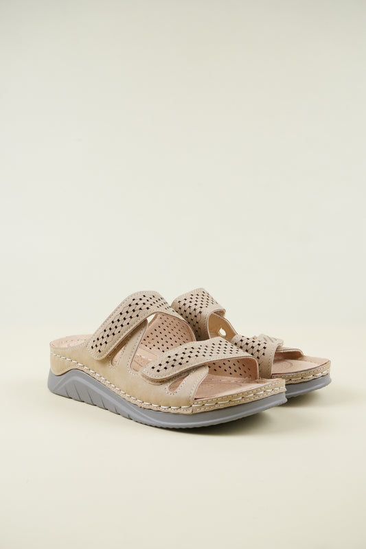 Nyitott Orrú Széles Szabású Wedge Papucs 108 - Khaki