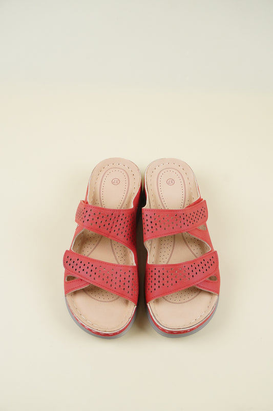 Nyitott Orrú Széles Szabású Wedge Papucs 108 - Piros