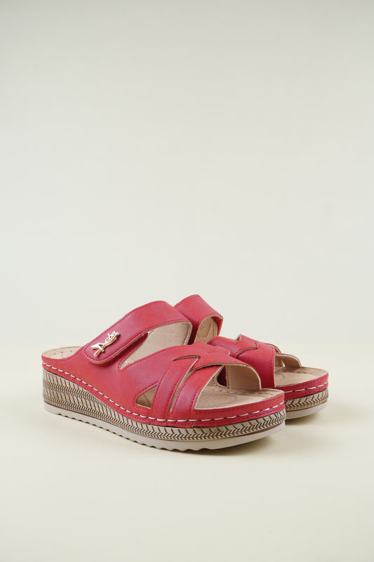 Nyitott Orrú Széles Szabású Wedge Papucs 116 - Piros