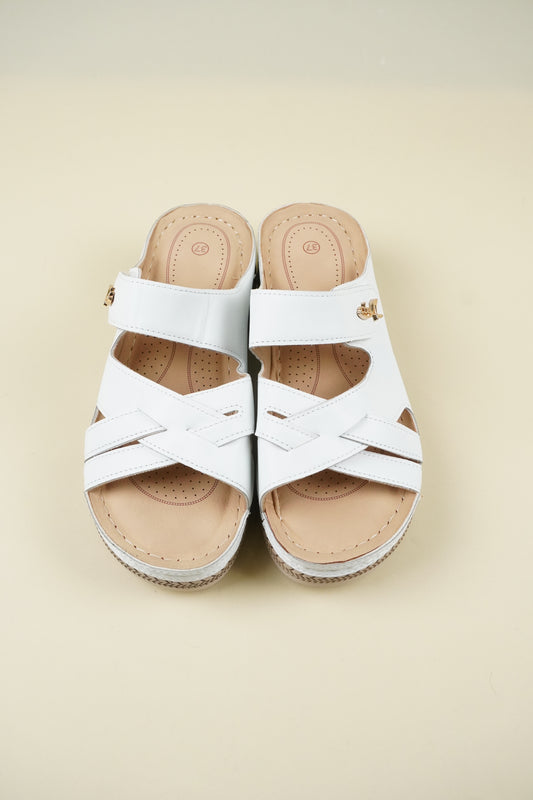 Nyitott Orrú Széles Szabású Wedge Papucs 116 - Fehér