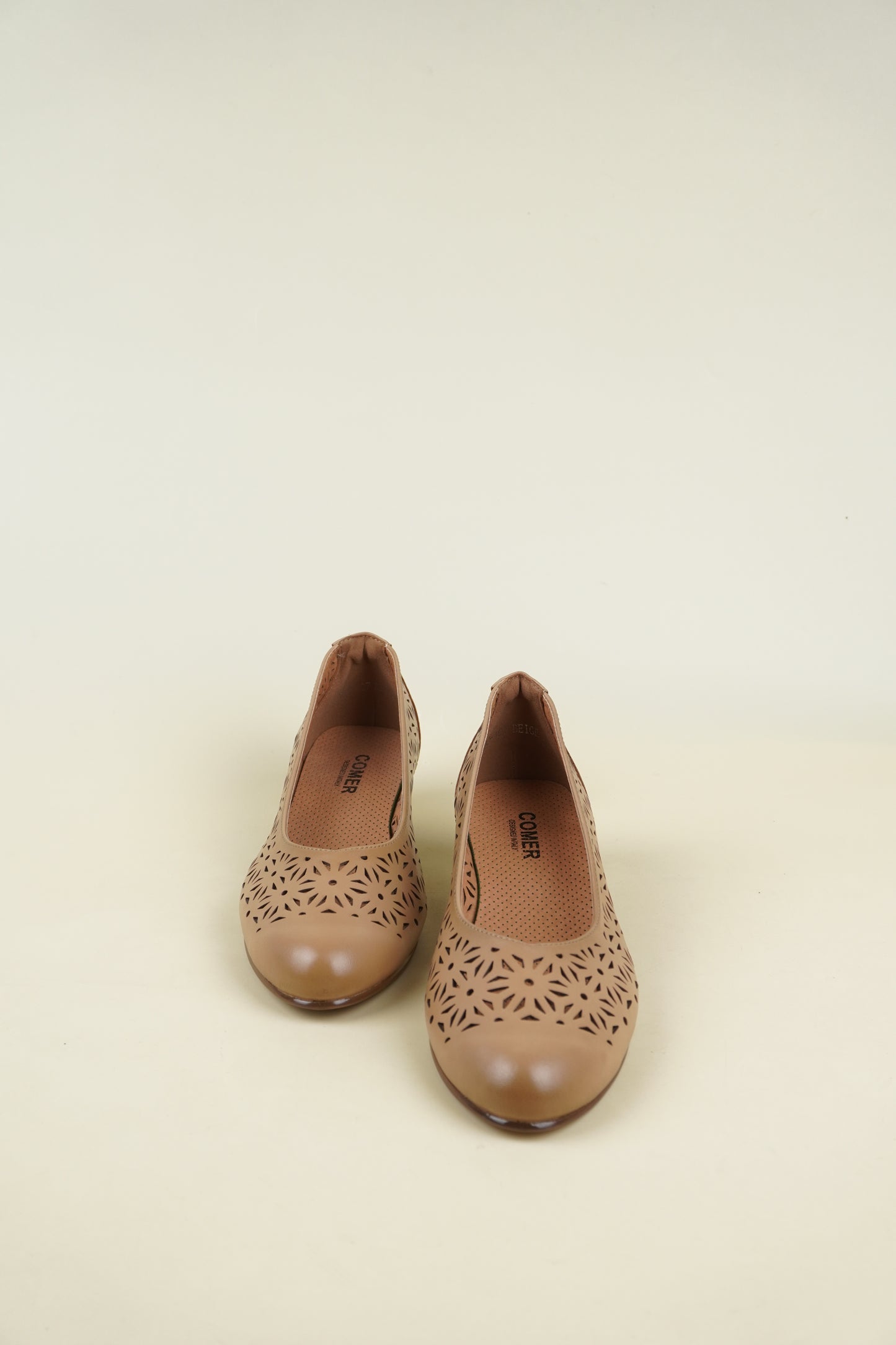 Ladies' Low Heel Pumps - Beige