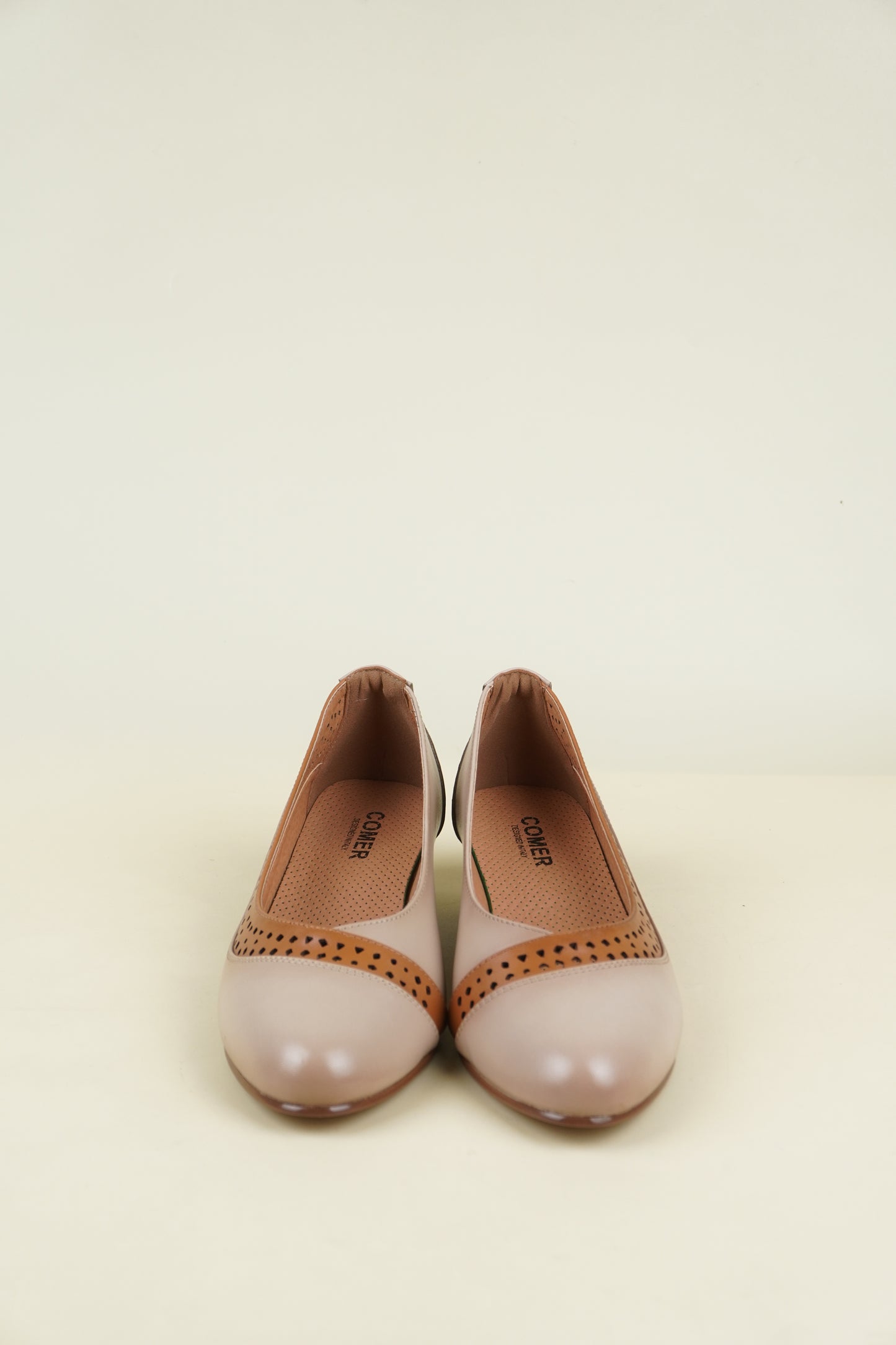 Ladies' Low Heel Pumps - Beige
